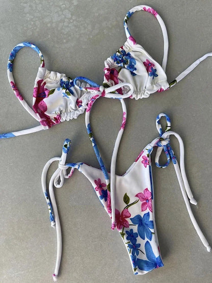 Ruffle Frilled Micro Thong Bikini Women Swimwear Female Swimsuit Two-pieces Bikini set String Bather Bathing Suit Swim