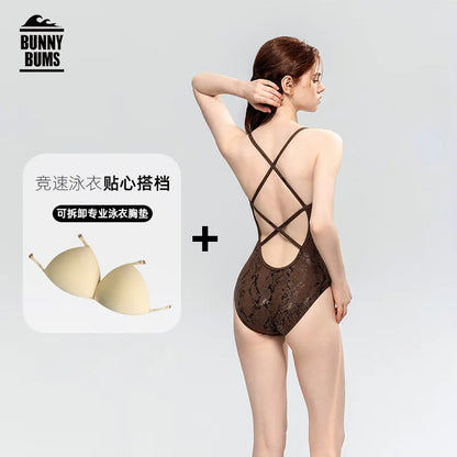 Women's One-Piece Swimsuit Professional Sports Competitive Swimming Hot Spring Bathing Triangle Quick-Dry Chlorine-Resistant