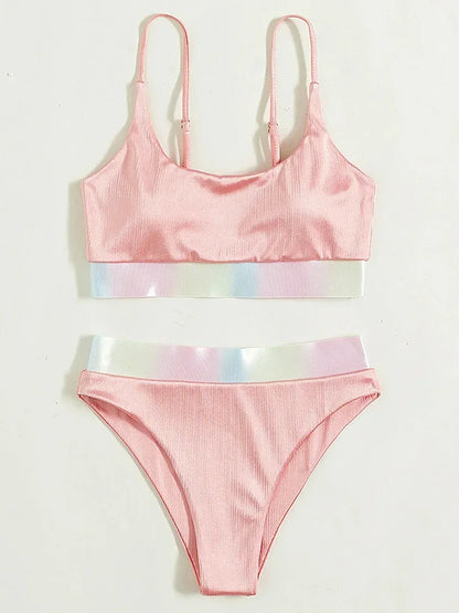 Shiny Sparkling Bikinis Women Swimsuit High Waist Bikini Female Swimwear Two Pieces Bikini Set Bathing Suit Swim Beach Wear