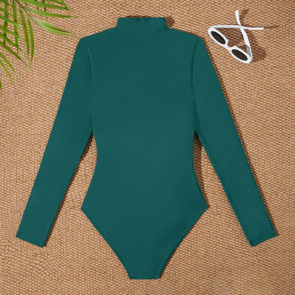 Red Slim Rush Guard Long Sleeve Surfing Swimsuit Women With Zipper Solid Swimwear Female Bathers Bathing Swimming Swim Suit XXL