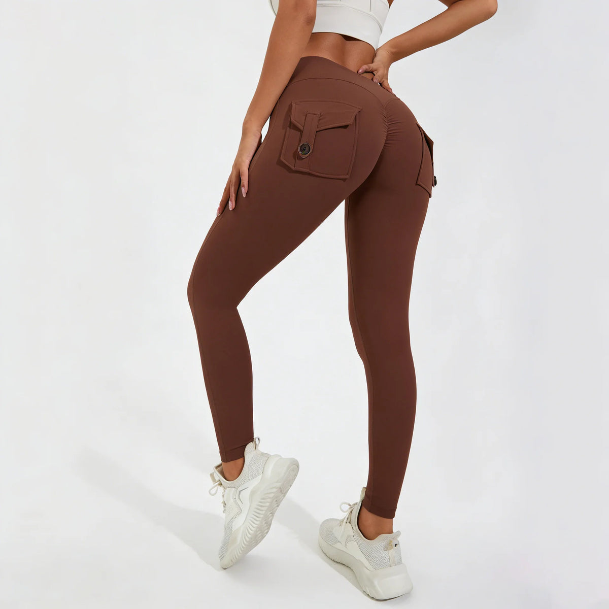 Scrunch Women Button Booty Pocket Sports Yoga Shorts Cycling Jogging Fitness High Waist Squat Proof Gym Active Leggings