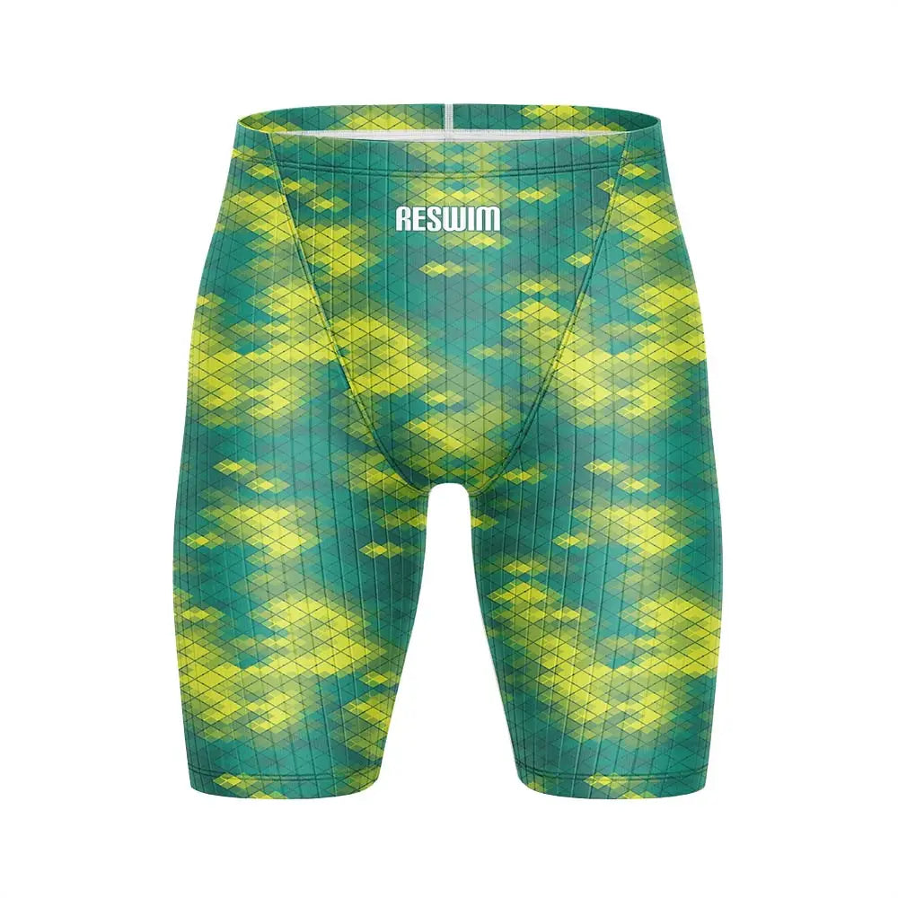 Summer Men's Pro Swim Jammer Athletic Practice Knee-Length Swimsuit Short Lycra Swimming Trunks Beach Tights Shorts Surf Pants