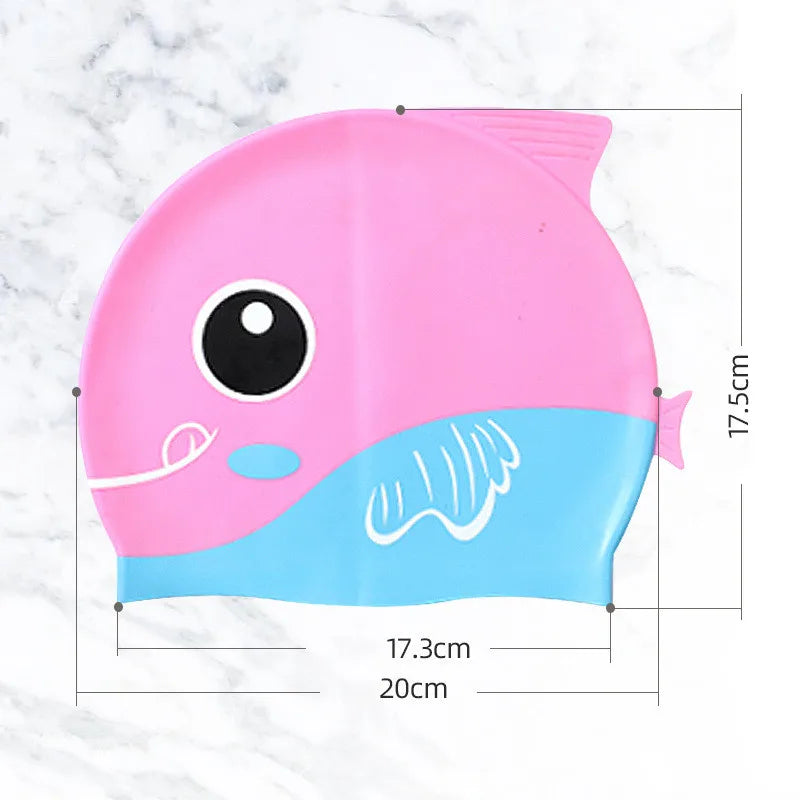 Cute Cartoon Dinosaur Kids Swimming Caps Boys Girls Swimming Cap Soft Silicone High Elastic Waterproof Children Swimming Cap