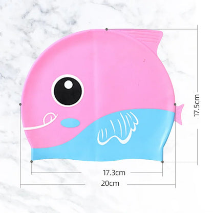 Cute Cartoon Dinosaur Kids Swimming Caps Boys Girls Swimming Cap Soft Silicone High Elastic Waterproof Children Swimming Cap