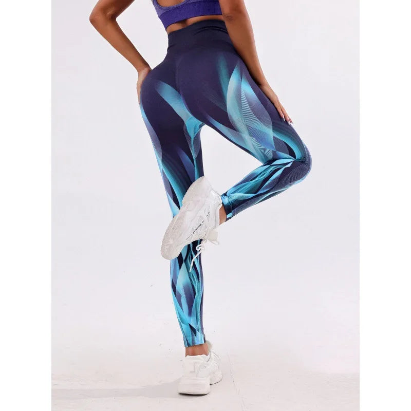 3D Print Tie Dye Sports Pants Women Seamless Leggings High Waist Fitness Push Up Leggings Gym Clothing Workout Tights