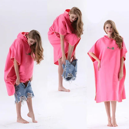 Quick-drying Changing Robe Quick Dry Bathrobe Hooded Absorbent Bath Towel Swimming & Fitness Super Absorbent Bathrobe