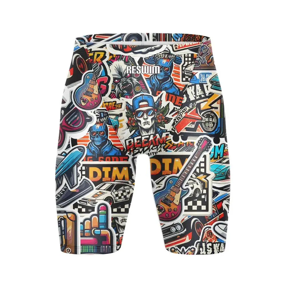 Swim Boxers Summer Men's Funny Cartoon Design Swimming Trunks Swim Jammer Swimsuit Tights Shorts Training Sports Beach Quick Dry Running Surfing Pants
