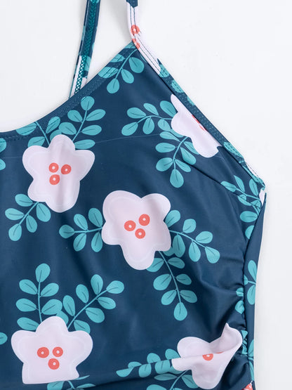 Floral Swimsuit Women One Piece Vintage Design Swimwear Female Backless Beachwear Bathers Bathing Swimming Swim Suit