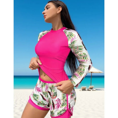 2 Piece long Sleeve Rash Guard Woman Swimsuit Push Up Set Brazilian Bathing Suit Women Beachwear Two Piece Suits