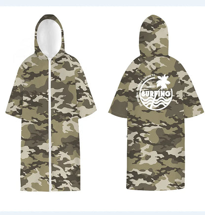 Surf Poncho Changing Robe with Hood Quick Dry Microfiber Wetsuit Changing Towel with Zipper for Bath Beach Surfing Men Women