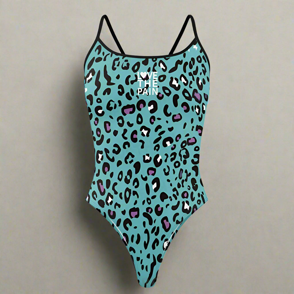 Love The Pain Female Skulls & Animal Print One Piece Swimsuit Swimwear