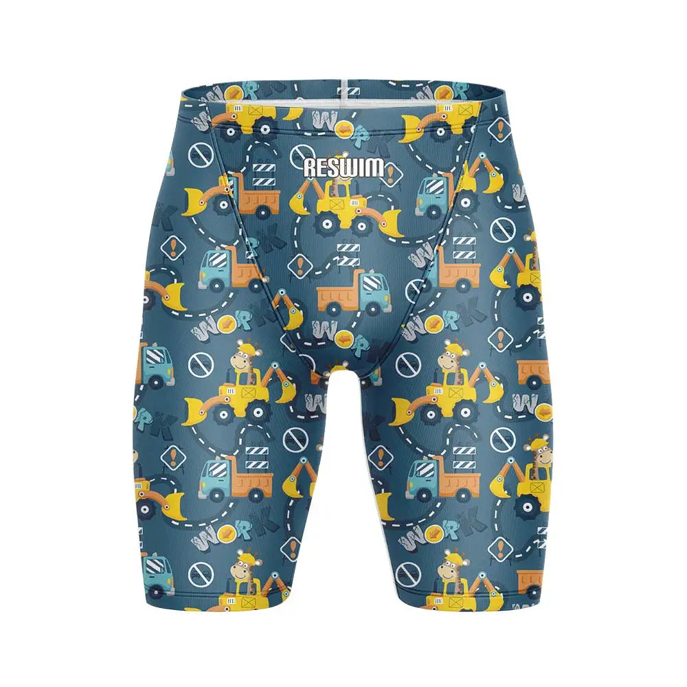 Cartoon Swim Jammer Endurance Athletic Training Swimsuit Men's Beach Swimming Trunks Lycra Swimwear Jammers GYM Tight Surf Shorts