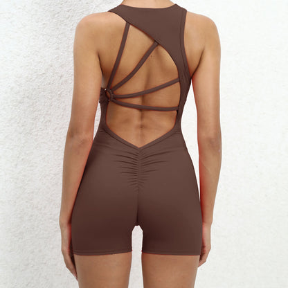 Pad Mental Lycra Gym Yoga Sets One Piece Jumpsuit Sport Women Workout Clothes Women Fitness Womens Outfits Active Suits