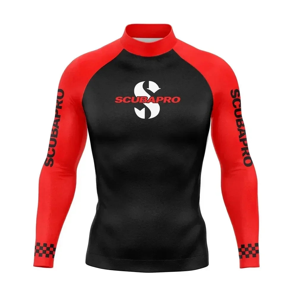 Men's Surfing Wear Swimming Diving T-Shirts Long Sleeve Rash Guard Swimwear Elasticity Beach Surfing Sun Protection Clothing
