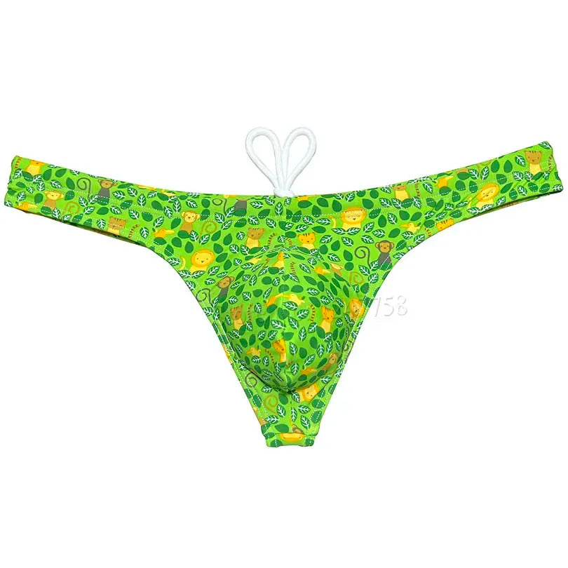 Men's Bikini Swimwear Ice Silk Lining Micro Tangas Swim Thong Swimsuit Beachwear Surfing Trunks