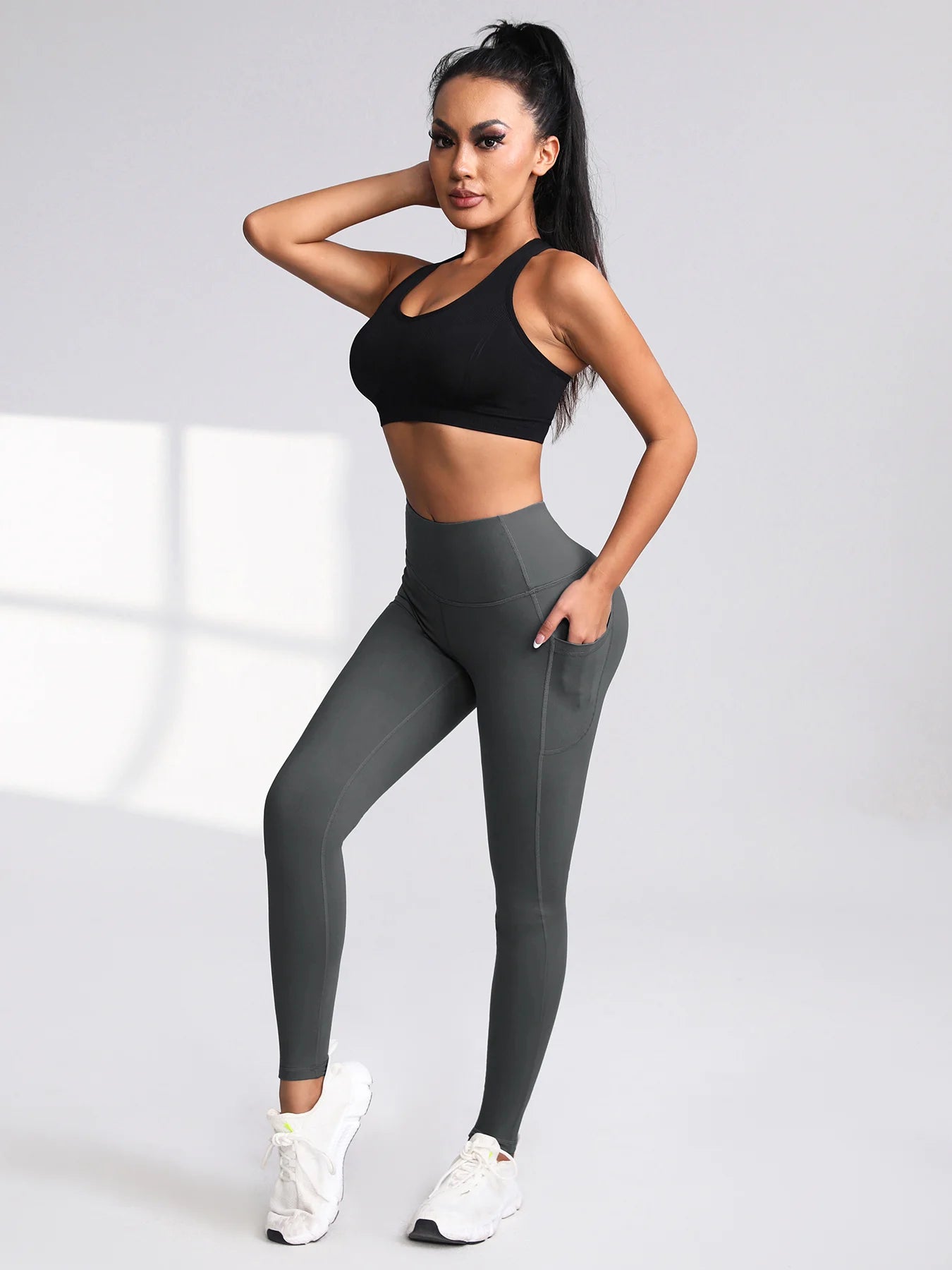 S-2XL Autumn Pockets Gym Leggings Women Push Up High Waist Running Outdoors Sports Leggings Women Activewear Stretch Pants