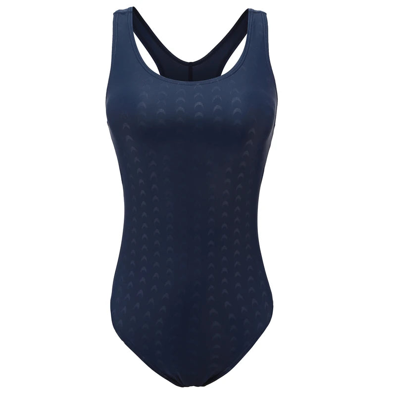 Sports One Piece Swimsuit Solid Swimwear Women Racerback Bodysuit Scoop Neck Bathing Suit Women Beachwear