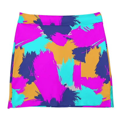 80s Color Block Print Skirt  Kawaii Mini Skirts Summer High Waist Graphic Street Style Casual Skirt Big Size 3XL 4XL