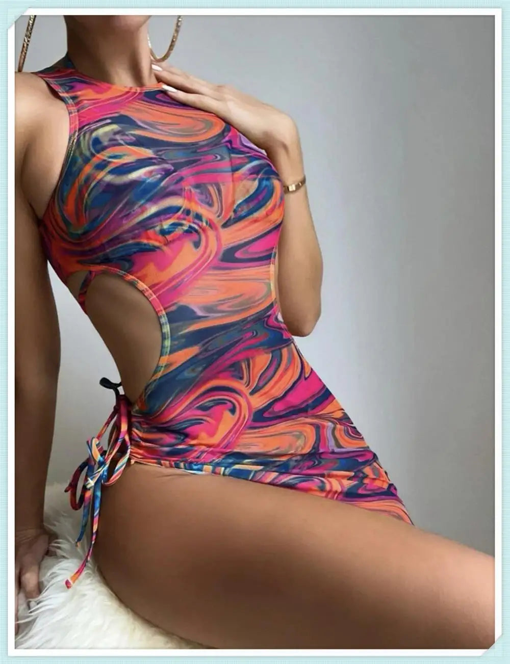 3 Piece Print Halter Triangle Bikini Sets Women Cover Up Swimwear Summer Swimsuit Female Bathing Swimming Suit Beachwear