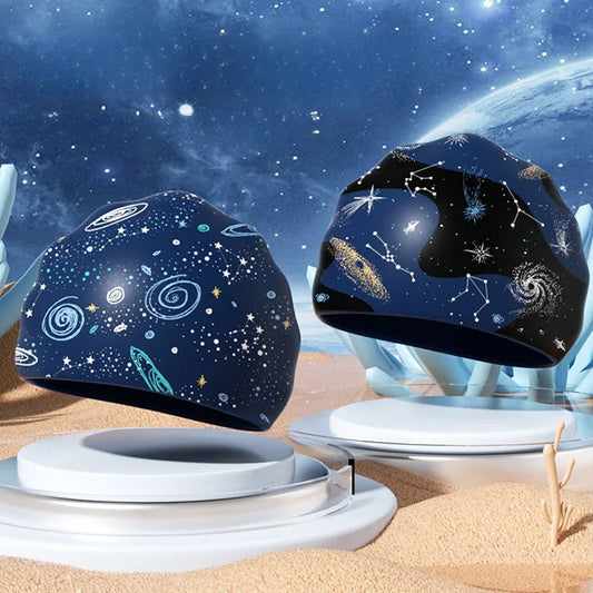 Printed Swim Caps for Kids Large Size Comfortable Silicone Swimming Caps Boys Ear Protection Swim Cap Swimming Pool Accessories