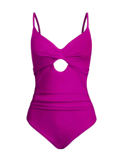 Solid Strappy Swimwear Women One Piece Twist Hollow Ruched Swimsuit Female Bathers Bathing Swimming Suit Padded Beachwear