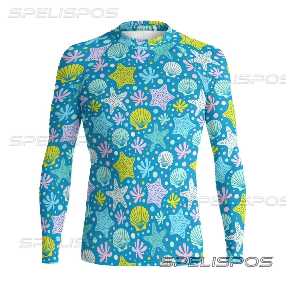 Men Long Sleeve Surfing Clothing UV Protection Water Sports Swimming Tops High-Elastic Diving Tight Swimwear