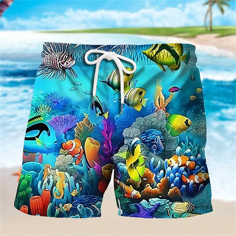 Animal Fish 3d Y2k Shorts Men Sea Creature Graphic Beach Shorts Kid Loose Casual Swimsuit Sports Pants Fashion Hawaii Swim Trunks