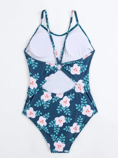 Floral Swimsuit Women One Piece Vintage Design Swimwear Female Backless Beachwear Bathers Bathing Swimming Swim Suit