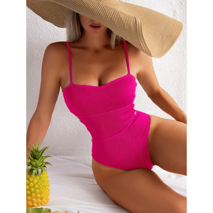 Swimsuit One Piece Solid Swimwear Women One-piece Bathing Swim Suit Female Padded Beach Wear Swimming Summer