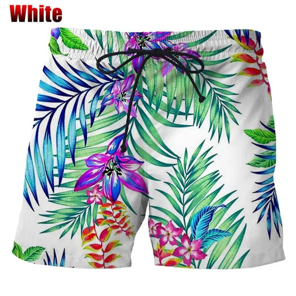 Summer Hawaiian Beach Shorts Quick Drying 3d Printed Palm Motif Swim Trunks Shorts Board Shorts Men Funny Beach Shorts