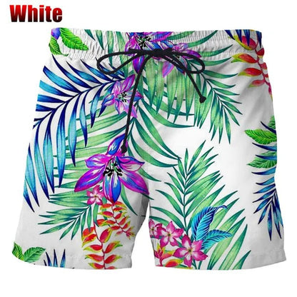 Summer Hawaiian Beach Shorts Quick Drying 3d Printed Palm Motif Swim Trunks Shorts Board Shorts Men Funny Beach Shorts