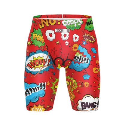 Men's Swim Jammer Athletic Practice Knee-Length Swimsuit Shorts Beach Tights Shorts Swim Pool Pants Swimming Trunks Swimwear