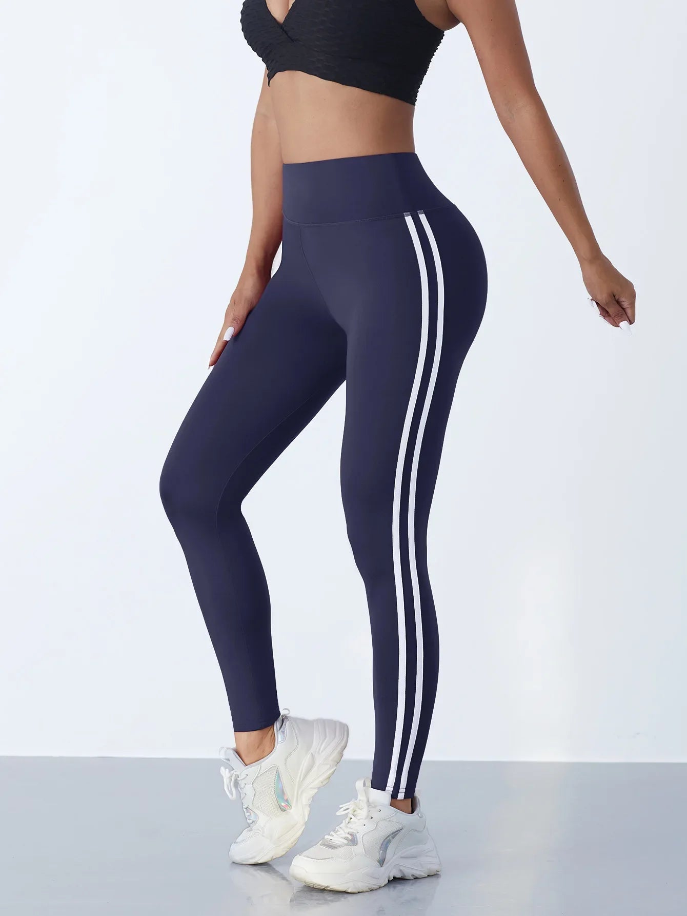Women Striped Slim Sports Pants Yoga Leggings High Waist Hip Lifting Casul Tights Workout Running Stretchy  Gym Leggings