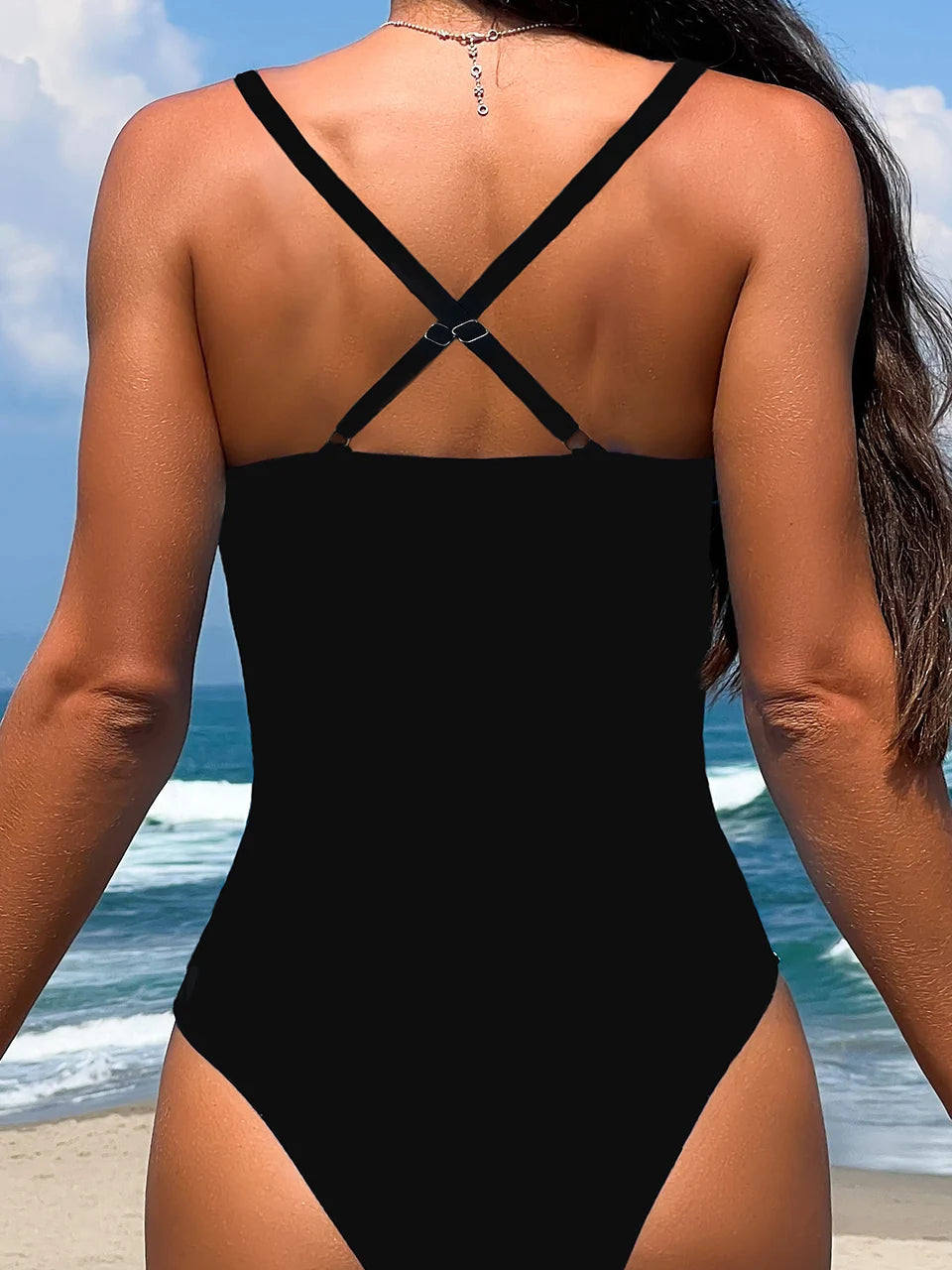 Strappy Leaves Printed Swimsuit Women One Piece Crisscross Back Swimwear Female Bodysuit Bathing Swimming Suit Beachwear