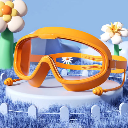 Kids Swimming Goggles with Big Frame, HD Lens and Anti-fog, Waterproof Children's Swim Goggles for Boys and Girls