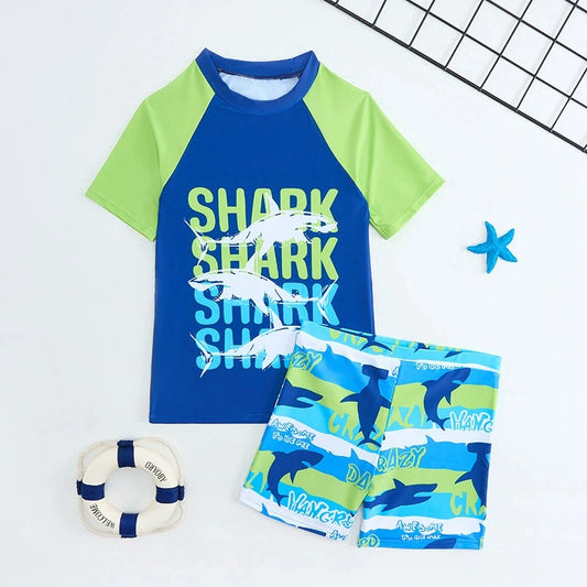 Boys Swimsuit Two Pieces With Shorts Kids Swimwear Female Children's Bathers Bathing Swimming Swim Suit Summer Beachwear