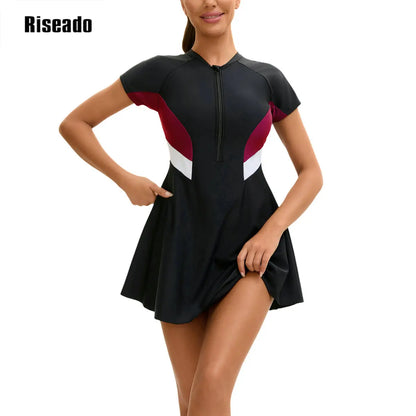 Two Piece Swim dress Swimsuits for Women Tummy Control Swim Dress Cute Modest Skirt Bathing Suit Full Coverage