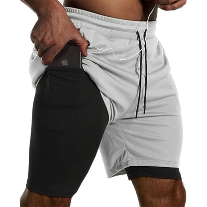 Men Sport Shorts Sportswear Double-deck Running Shorts 2 In 1 Beach Bottoms Summer Gym Fitness Training Jogging Short Pants Men