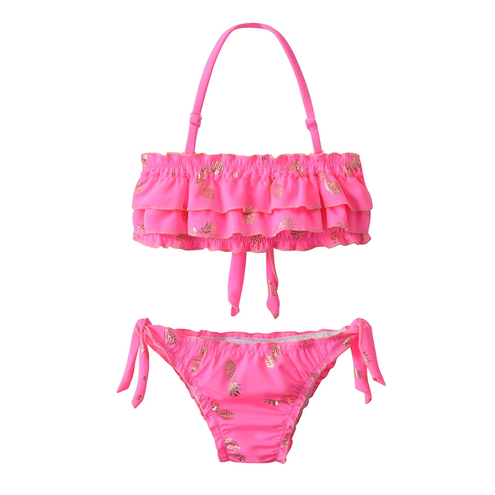 DXTON Girl Swimsuit 2 pcs for 3 to 10 Yrs Girl Sleeveless Swimming Wear Mermaid Print Swimwear For Children Summer Bathing Suits