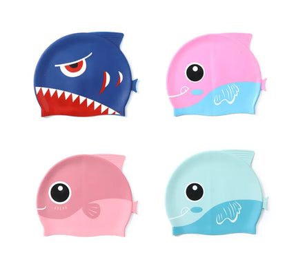 Cute Cartoon Dinosaur Kids Swimming Caps Boys Girls Swimming Cap Soft Silicone High Elastic Waterproof Children Swimming Cap