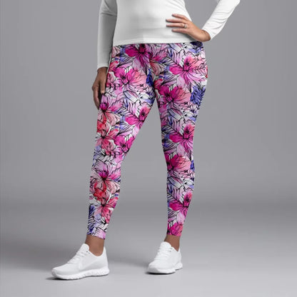 Fitness Leggings High Waist 3D Flowers Pattern Digital Print Casual Trousers Woman's Leggings