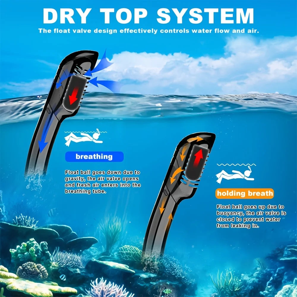 Scuba Diving Mask Snorkel Set For Adults Tempered Glass Professional Panoramic Snorkeling Gear Swimming Training Snorkel Kit