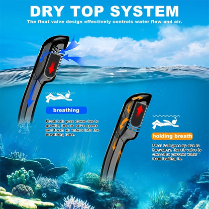 Scuba Diving Mask Snorkel Set For Adults Tempered Glass Professional Panoramic Snorkeling Gear Swimming Training Snorkel Kit