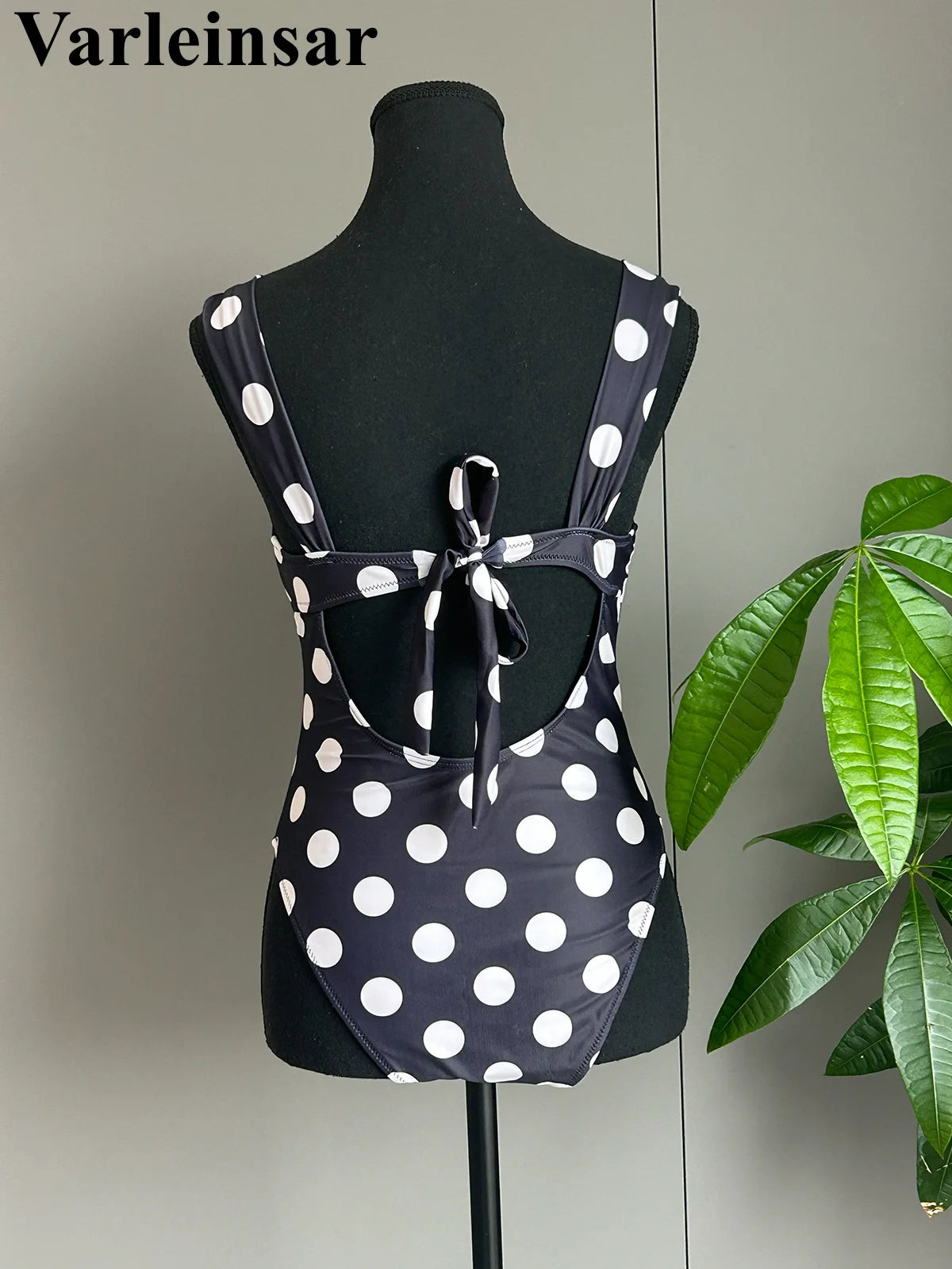 Polka Dots Underwired One Piece Swimsuit Women Swimwear Female Backless Monokini High Leg Cut Bather Bathing Suit Swim