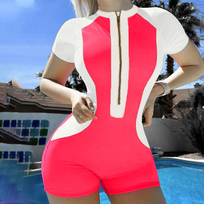 One Piece Swimsuit Women Floral Long Sleeve Swimwear Zipper Surfing Monokini Push Up Body Suit Beachwear Bathing Suit Rash Guard
