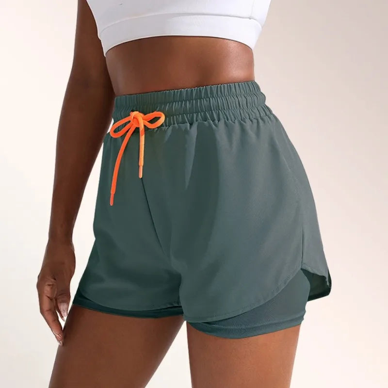 Outdoor Sports Shorts Anti Walking Light Speed Dry and Fake Two Piece Hip Lifting Shaping Drawstring Three Part Fitness Sports Pants