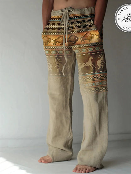 Vintage Loose Patchwork Print Men's Pants Summer Thin Casual Men's Pants Travel Vacation Casual Pants Men's Clothing Sweatpants