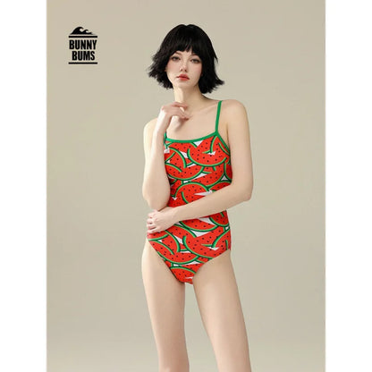 Watermelon Design Racing Swimsuit Women's One-piece Monokini Professional Training Swimming Pool Slimming Fashion Swimsuit