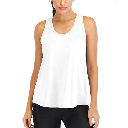 Summer Quick-dry Yoga Fitness Tank Top For Women Solid Color Soft Breathable Racerback Sleeveless Loose Fit Casual Sports Vest