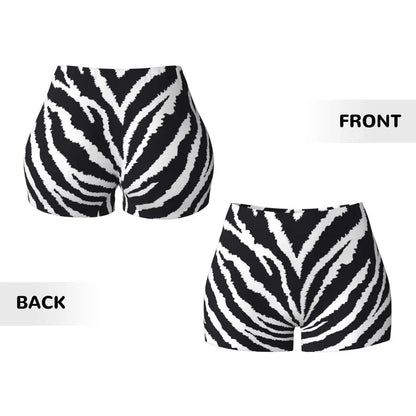 Wild Animal Designs Yoga Shorts Women Black And White Zebra Skin Stripes